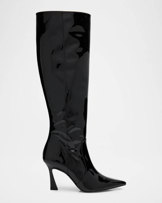 85mm Vinnie Patent Leather Knee-High Boots